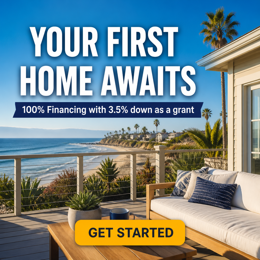 First-time home buyer mortgage Facebook ad creative encouraging buyers to get started