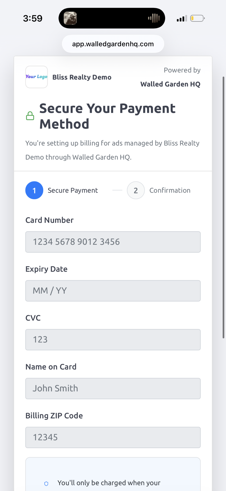 Agency mode secure payment preview