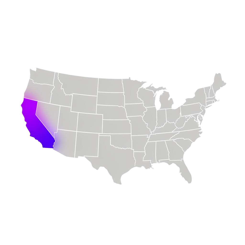 Map of the United States with California highlighted