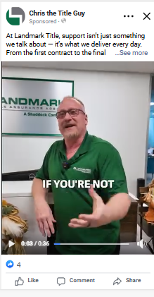 Landmark Title video ad by Chris the Title Guy on Facebook