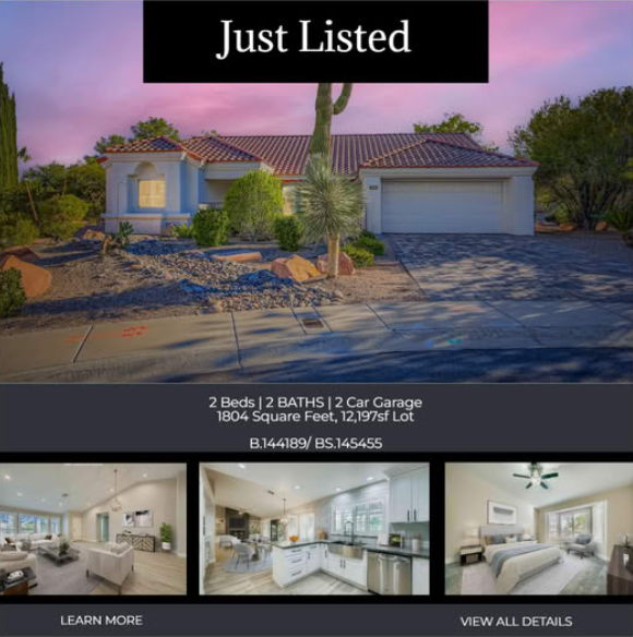 Just Listed — Detail Card Facebook ad template for real estate