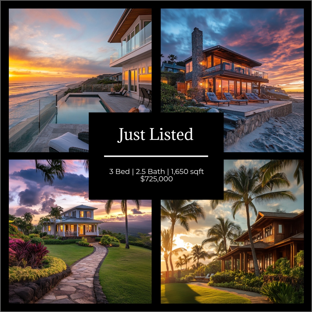 Just Listed luxury property ad template with multiple photos