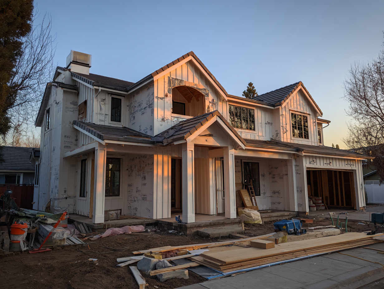 New construction home with modern architecture