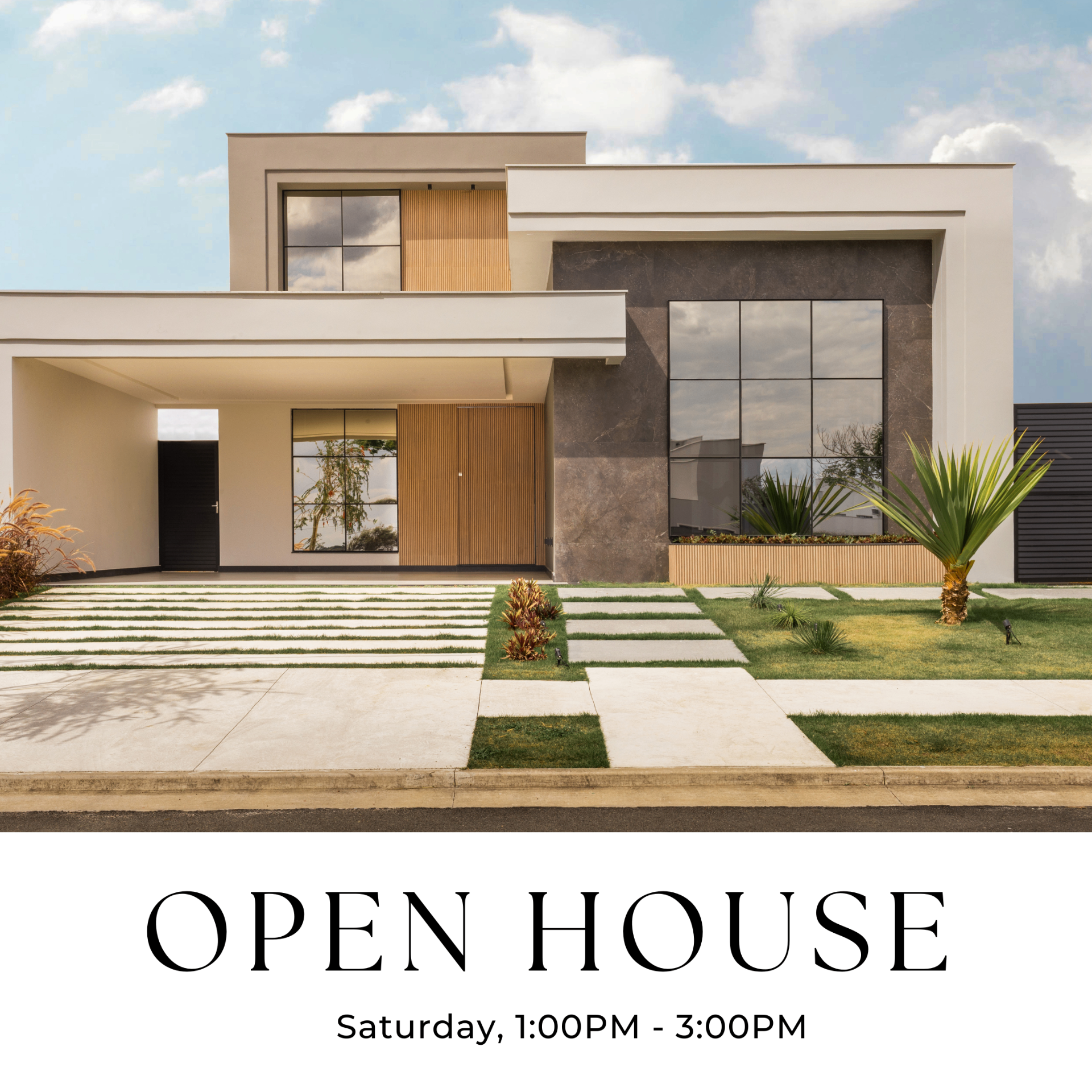 Open House minimalistic ad template with modern exterior