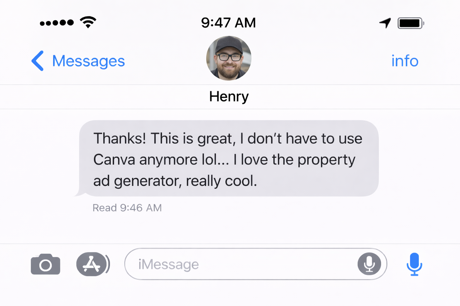 Henry says: I don't have to use Canva anymore, I love the property ad generator